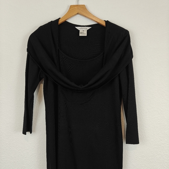 Exclusively MISOOK Knee Length Black Acrylic 3/4 Sleeve Cowl Neck Dress Size XS - Picture 3 of 13